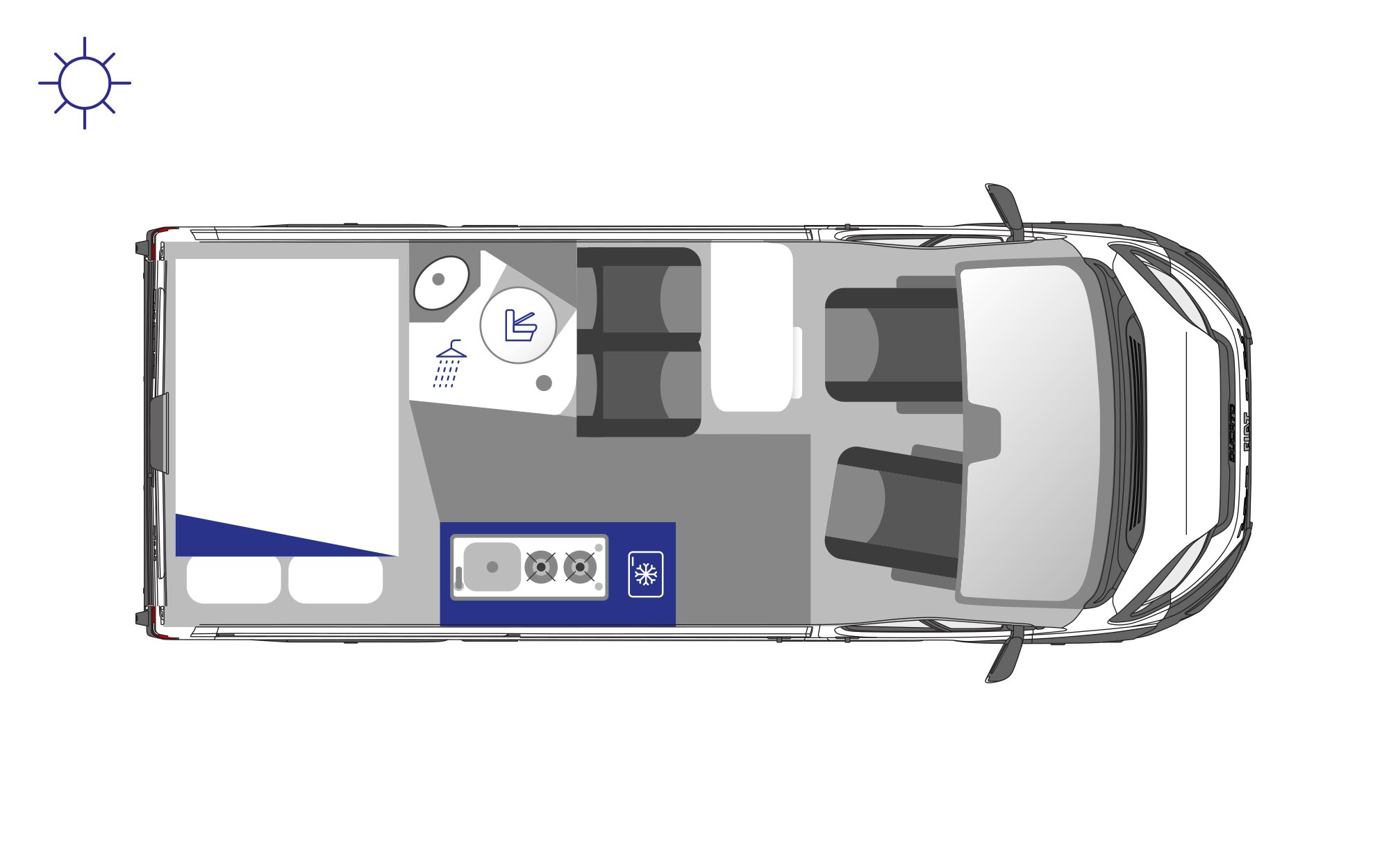 Westfalia Columbus 540D 'Pop-Top' Iron Grey (55153) Floorplan