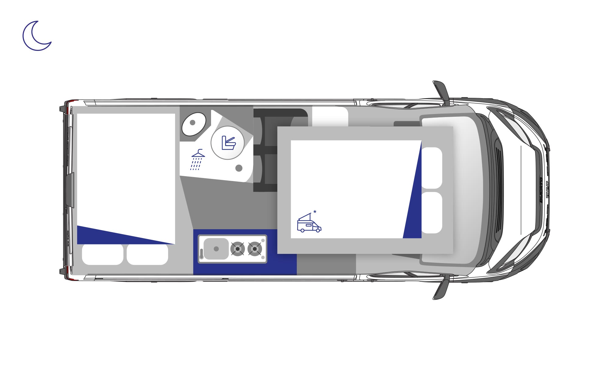 Westfalia Columbus 540D 'Pop-Top' Artense Grey (55159) Floorplan