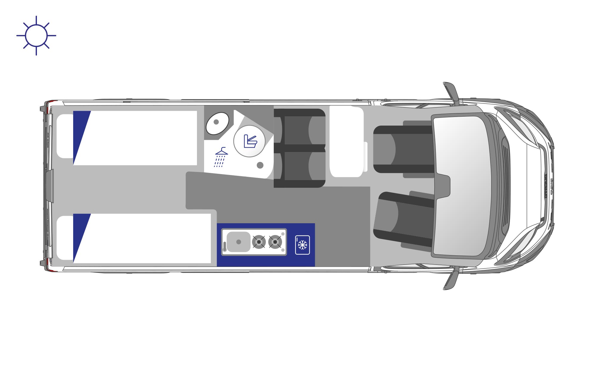 Westfalia Columbus 600E - Artense Grey Metallic (55175) Floorplan